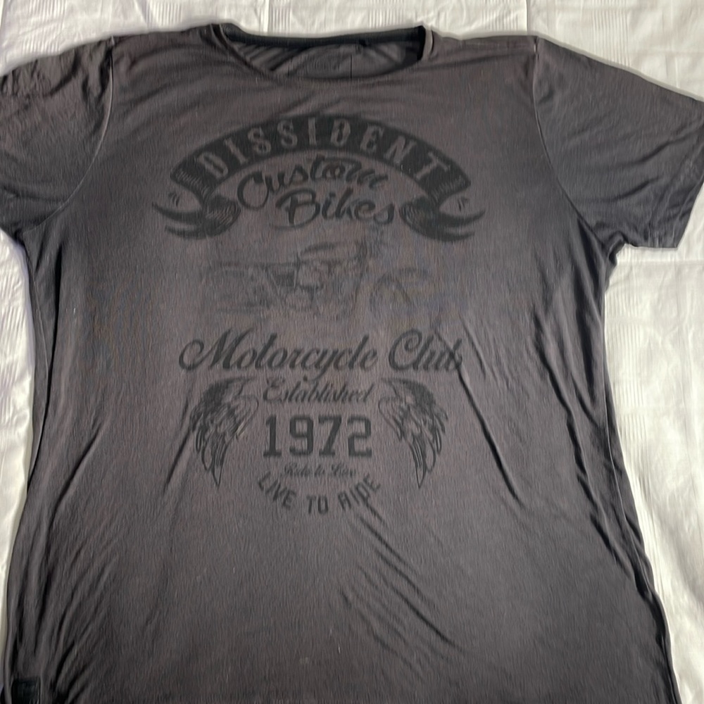 ♠️ 3/20 DNM Dissident Men’s Grey Motorcycle Custom Bikes Grey Tee Shirt Size XL
